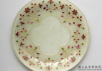 图片[2]-Jade inlaid plate, Mughal Empire-China Archive